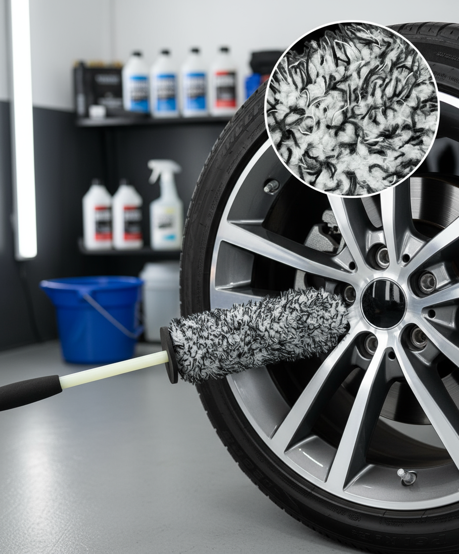 Brosse à Jantes Poils Longs en Microfibre Ultra Douce – Nettoyage Efficace et Sans Rayures