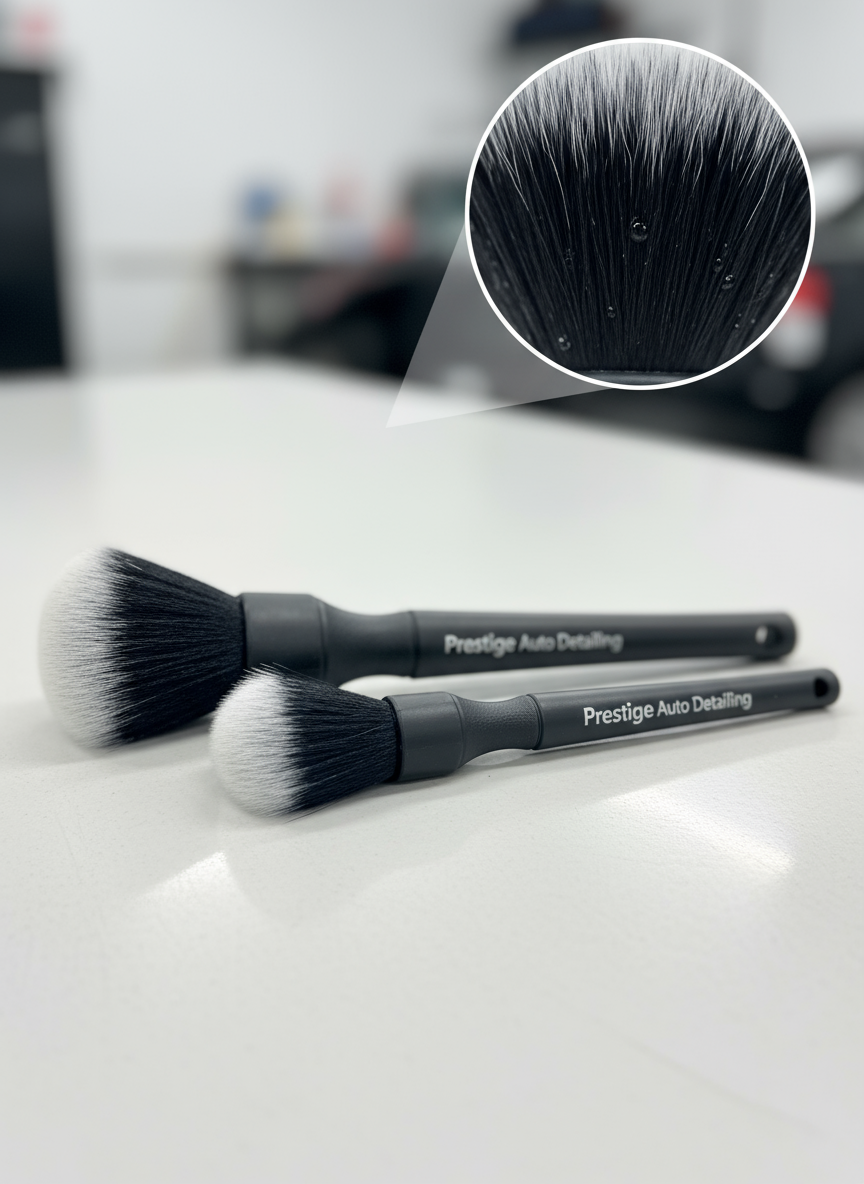 Set de 2 Pinceaux de Detailing – Poils Synthétiques Ultra-Doux pour Nettoyage Intérieur et Extérieur Auto