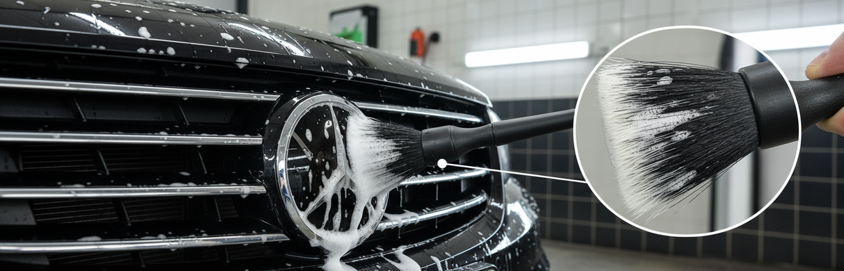 Set de 2 Pinceaux de Detailing – Poils Synthétiques Ultra-Doux pour Nettoyage Intérieur et Extérieur Auto